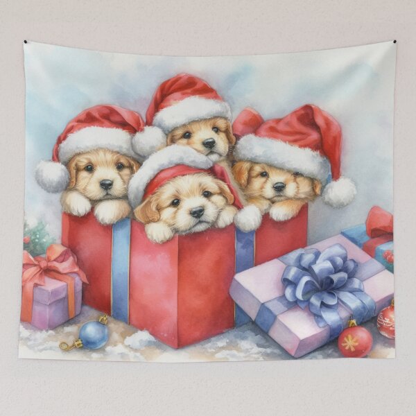 Aperçu de l'œuvre Des chiots qui sortent du cadeau de Noël ! créée et vendue par ecupirate99.