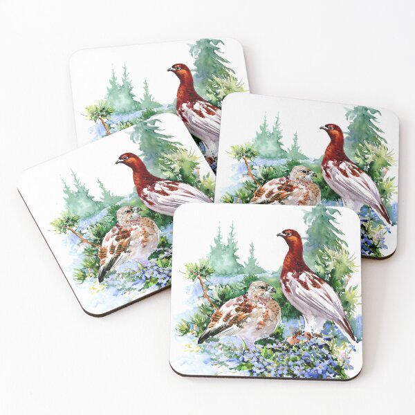 Item preview, Alaska State Bird and Flowers, Willow Ptarmigan and Forget Me Nots designed and sold by surenart.