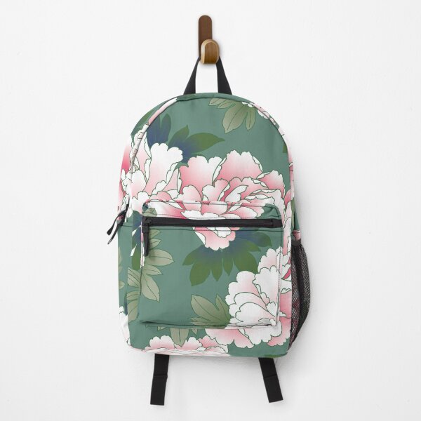 Item preview, Japanese Vintage Floral Pink Peonies Green Leaves Kimono Pattern designed and sold by Vicky Brago-Mitchell®.