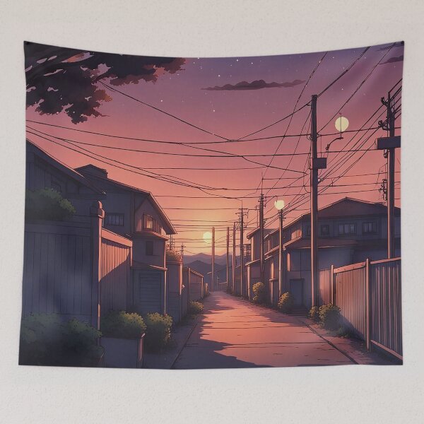 Item preview, Lofi Anime Sunset Print - Nostalgic Evening Vibes! designed and sold by evilishgoods.