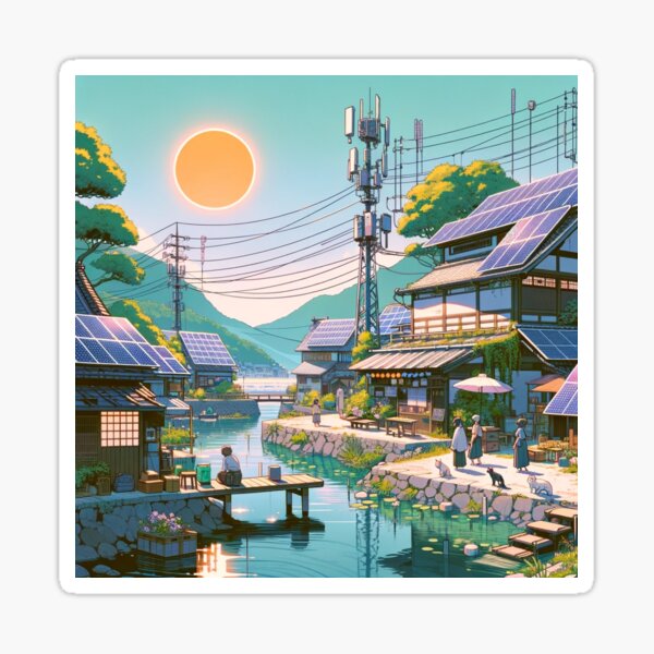 Item preview, Solar Punk Lakeside Community designed and sold by solarpunk-art.