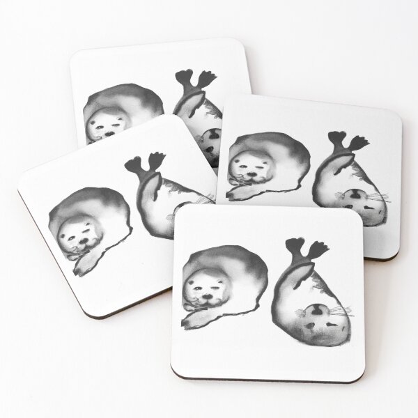 Item preview, Design Cute Seals Sleepy Black White Watercolor designed and sold by IssaraStudio.