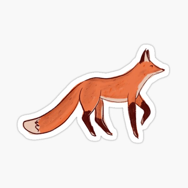 Red fox illustration - Gray background Sticker