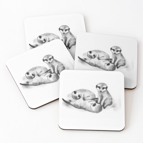 Item preview, Cute Meerkats Sleepy Black White Watercolor designed and sold by IssaraStudio.