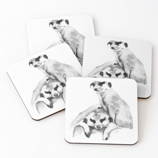 Item preview, Design Cute Meerkats Sleepy Black White Watercolor designed and sold by IssaraStudio.
