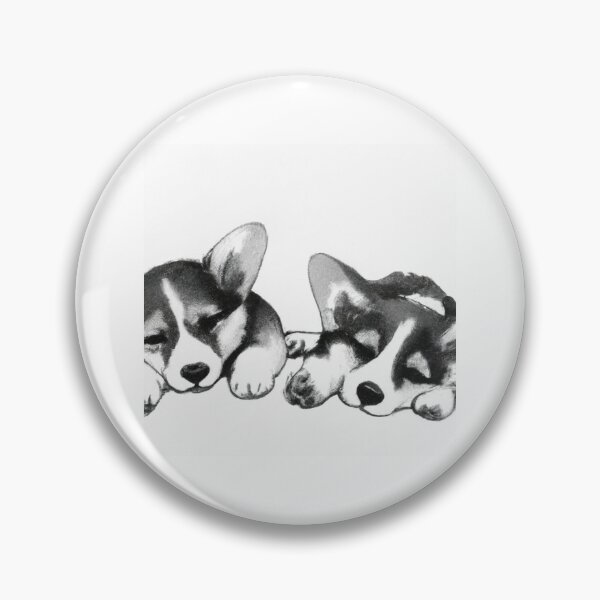 Item preview, Cute Corgi Puppies Sleepy Black White Watercolor designed and sold by IssaraStudio.