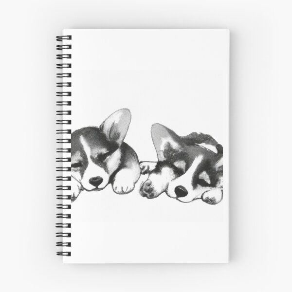 Item preview, Cute Corgi Puppies Sleepy Black White Watercolor designed and sold by IssaraStudio.