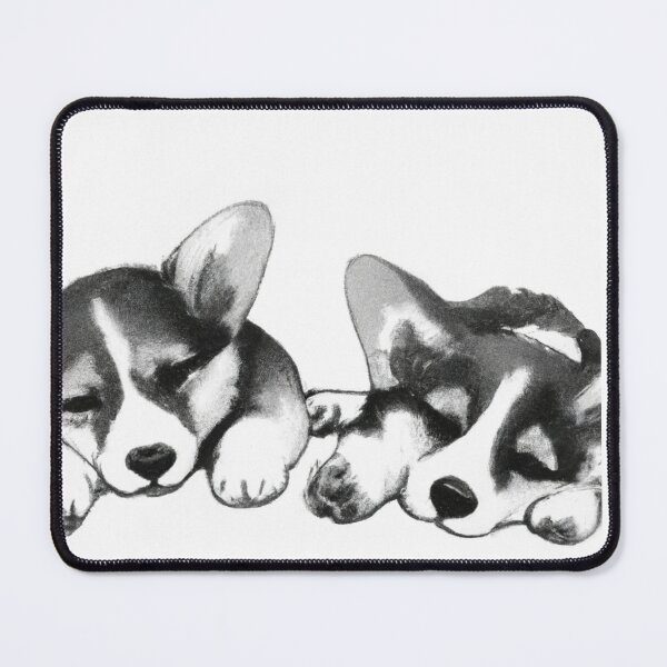 Item preview, Cute Corgi Puppies Sleepy Black White Watercolor designed and sold by IssaraStudio.