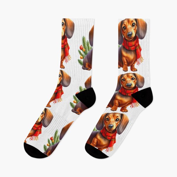 Item preview, Christmas Dachshund Painting - Holiday Doxie, Weiner Dog, Sausage Dog designed and sold by Star-Fragment.