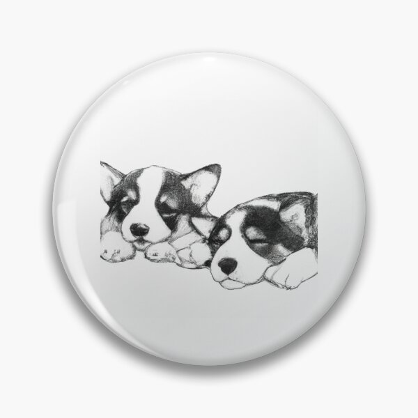 Item preview, Design Cute Corgi Puppies Sleepy Black White Watercolor designed and sold by IssaraStudio.