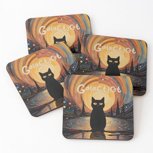 Item preview, Galactic Cat: Star Trails Silhouette Art designed and sold by inkArtistryfine.