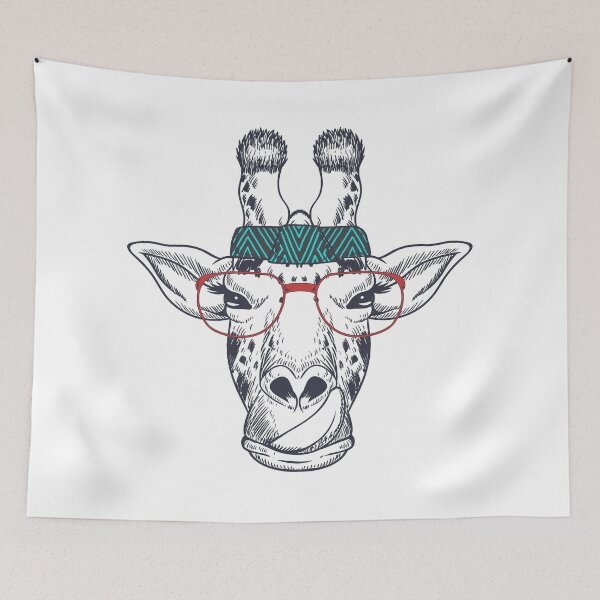 Item preview, Giraffe Hand Drawn Wearing Red Glasses with andana designed and sold by LionessLove.