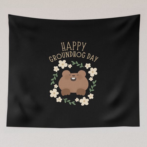Item preview, Happy Groundhog Day cute baby marmot watercolor designed and sold by TNwandesignart.