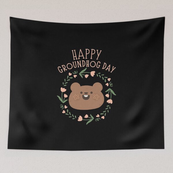 Item preview, Happy Groundhog Day cute baby marmot watercolor designed and sold by TNwandesignart.