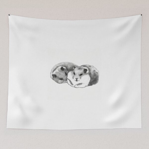 Item preview, Cute Hamsters Sleepy Black White Watercolor designed and sold by IssaraStudio.