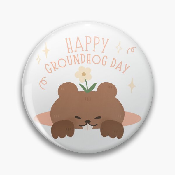 Item preview, Happy Groundhog Day cute baby marmot watercolor flower designed and sold by TNwandesignart.