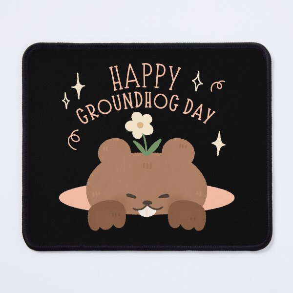 Item preview, Happy Groundhog Day cute baby marmot watercolor flower designed and sold by TNwandesignart.