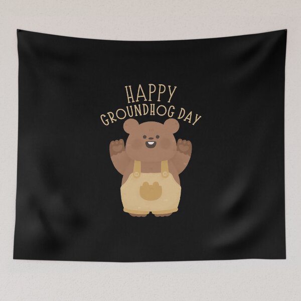 Item preview, Happy Groundhog Day cute baby marmot watercolor  designed and sold by TNwandesignart.