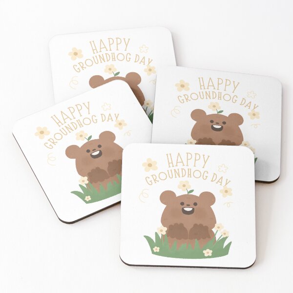 Item preview, Happy Groundhog Day cute baby marmot with flower watercolor  designed and sold by TNwandesignart.