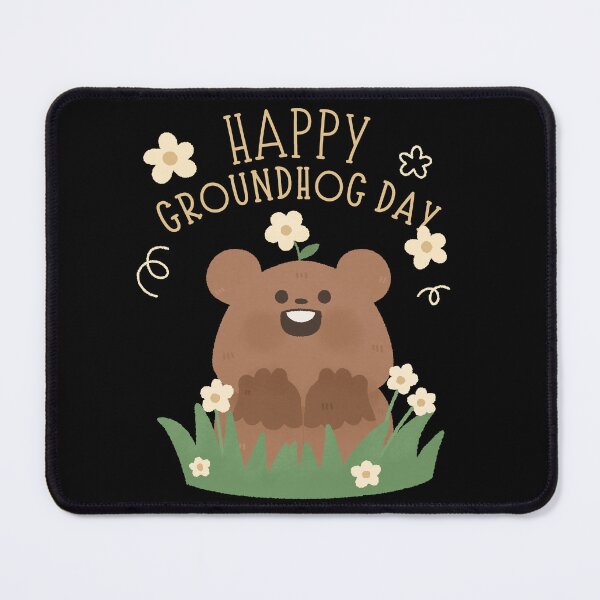 Item preview, Happy Groundhog Day cute baby marmot with flower watercolor designed and sold by TNwandesignart.
