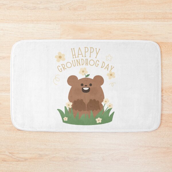 Item preview, Happy Groundhog Day cute baby marmot with flower watercolor  designed and sold by TNwandesignart.