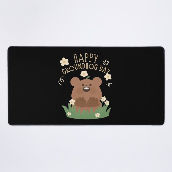 Item preview, Happy Groundhog Day cute baby marmot with flower watercolor designed and sold by TNwandesignart.