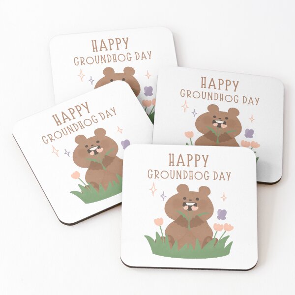 Item preview, Happy Groundhog Day cute baby marmot with flower watercolor  designed and sold by TNwandesignart.