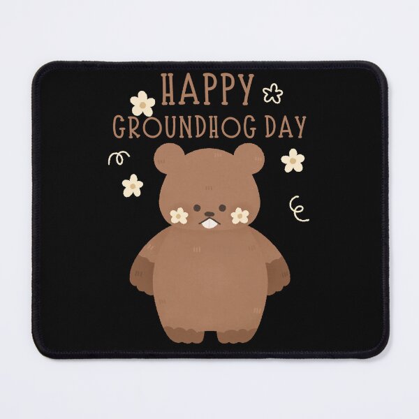 Item preview, Happy Groundhog Day cute baby marmot with daisy flower watercolor designed and sold by TNwandesignart.