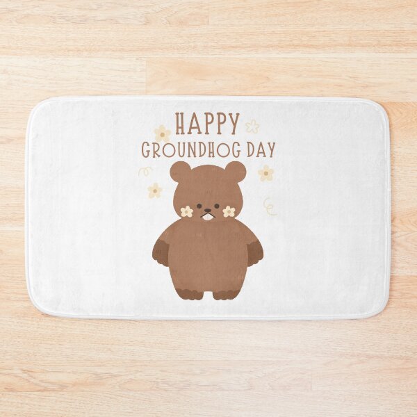 Item preview, Happy Groundhog Day cute baby marmot with daisy flower watercolor  designed and sold by TNwandesignart.