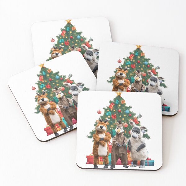 Item preview, Three puppets stand under the Christmas tree.   designed and sold by attakorn.
