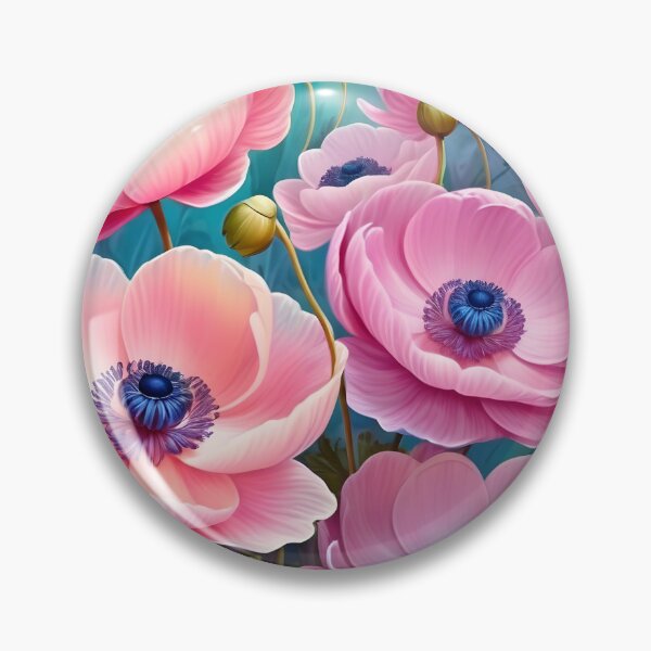 Item preview, Impressionist-Style picture of Pink Anemone Flowers designed and sold by Petalandfur.