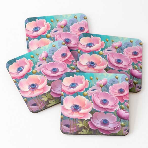 Item preview, Impressionist-Style picture of Pink Anemone Flowers designed and sold by Petalandfur.