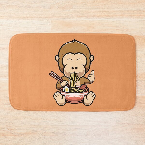 Item preview, Cute monkey eating ramen cartoon illustration designed and sold by cubbone.