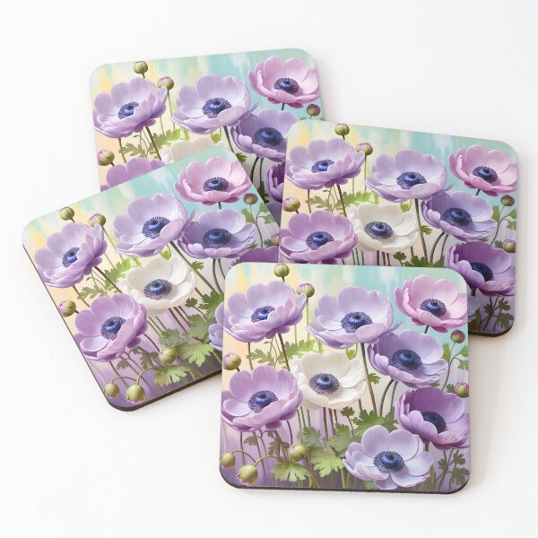 Item preview, Impressionist-Style picture of Lilac Anemone Flowers designed and sold by Petalandfur.