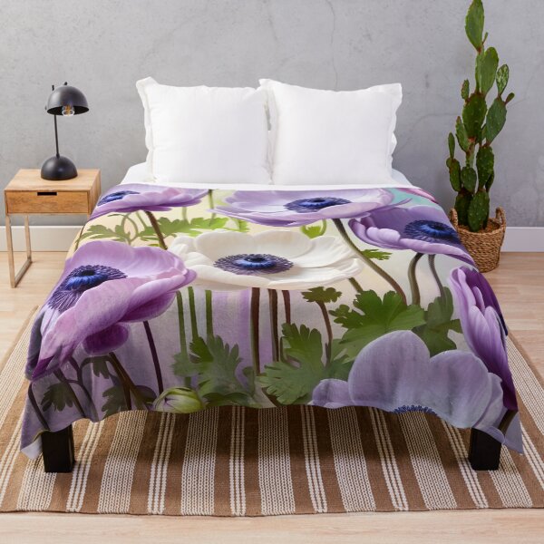 Item preview, Impressionist-Style picture of Lilac Anemone Flowers designed and sold by Petalandfur.