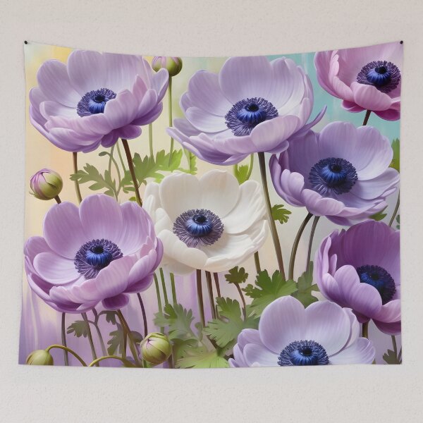Item preview, Impressionist-Style picture of Lilac Anemone Flowers designed and sold by Petalandfur.