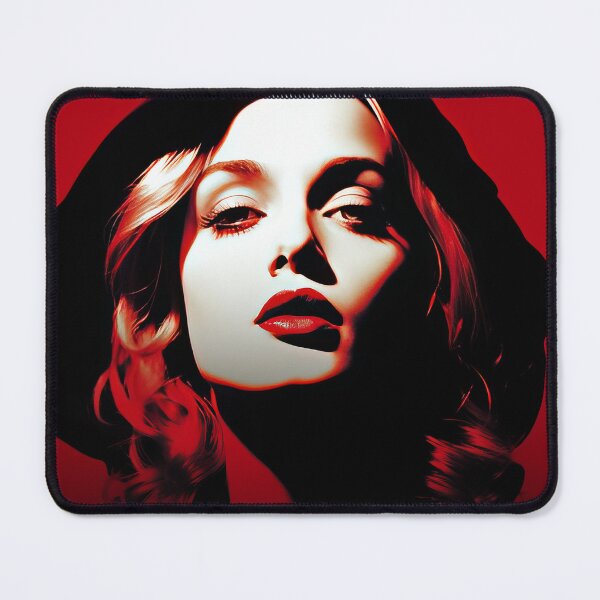 Item preview, stylized portrait of a woman with classic features, rendered in high-contrast lighting against a red background designed and sold by YCChuang.