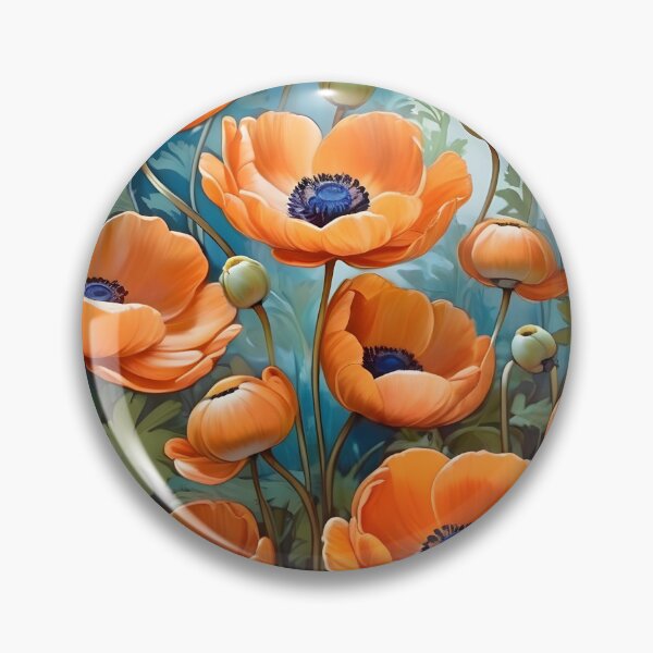 Item preview, Impressionist-Style picture of Orange Anemone Flowers designed and sold by Petalandfur.