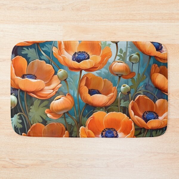 Item preview, Impressionist-Style picture of Orange Anemone Flowers designed and sold by Petalandfur.