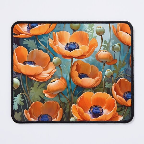 Item preview, Impressionist-Style picture of Orange Anemone Flowers designed and sold by Petalandfur.
