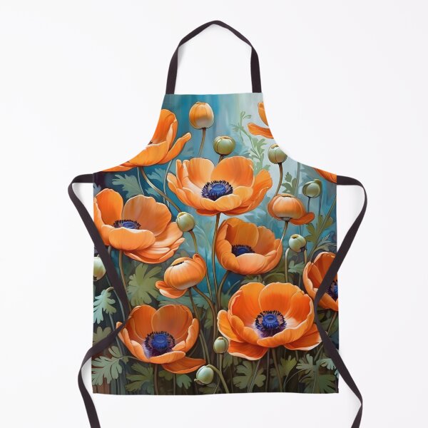 Item preview, Impressionist-Style picture of Orange Anemone Flowers designed and sold by Petalandfur.