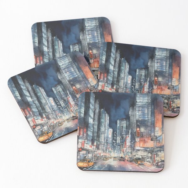 Item preview, Watercolour urban sketch of busy Tokyo intersection designed and sold by ailia-hikaru.