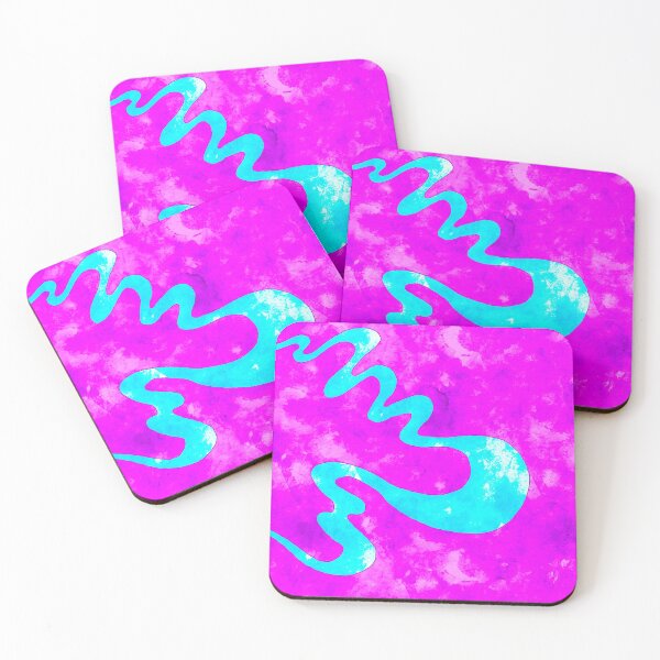 Item preview, Painted Waves of Blue on pink- blotchy designed and sold by SoshanaC.