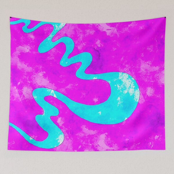 Item preview, Painted Waves of Blue on pink- blotchy designed and sold by SoshanaC.