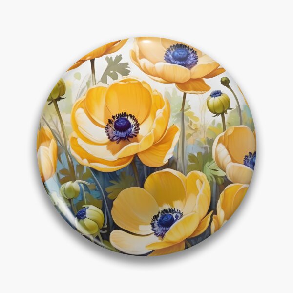 Item preview, Impressionist-Style picture of Yellow Anemone Flowers designed and sold by Petalandfur.