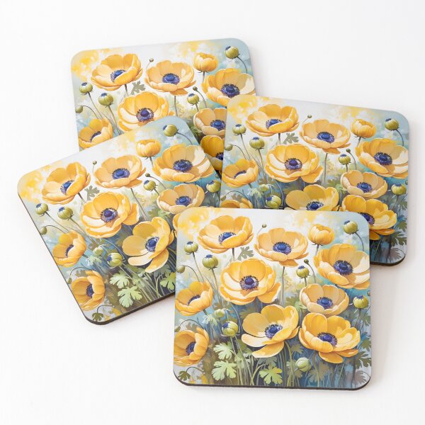 Item preview, Impressionist-Style picture of Yellow Anemone Flowers designed and sold by Petalandfur.