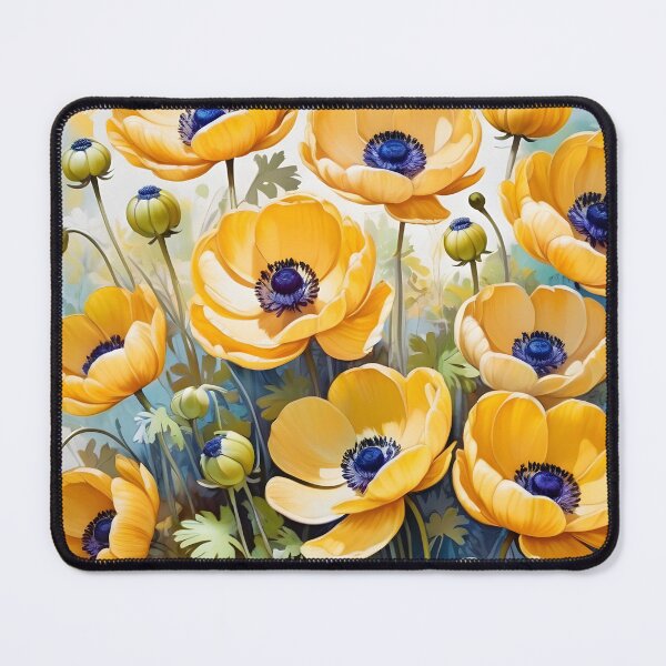 Item preview, Impressionist-Style picture of Yellow Anemone Flowers designed and sold by Petalandfur.
