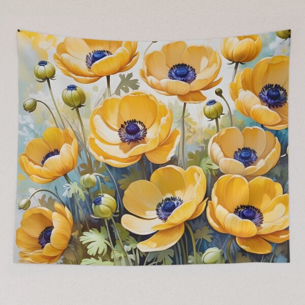 Item preview, Impressionist-Style picture of Yellow Anemone Flowers designed and sold by Petalandfur.