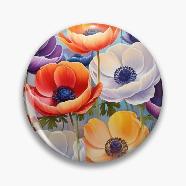 Item preview, Impressionist-Style picture of Colorful Anemone Flowers designed and sold by Petalandfur.