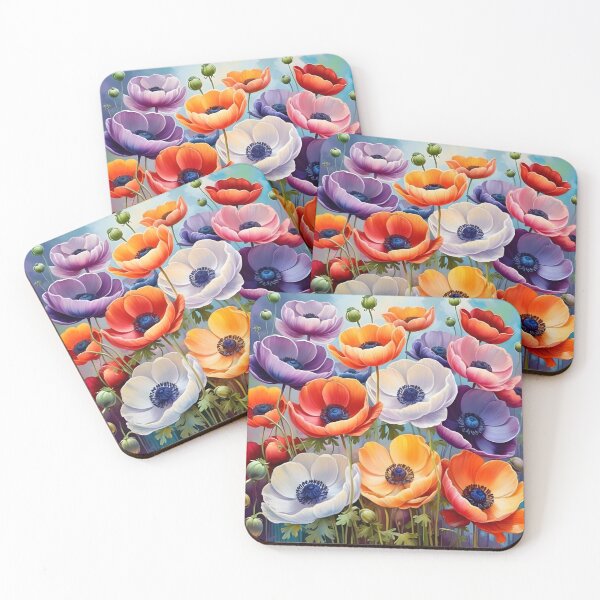 Item preview, Impressionist-Style picture of Colorful Anemone Flowers designed and sold by Petalandfur.